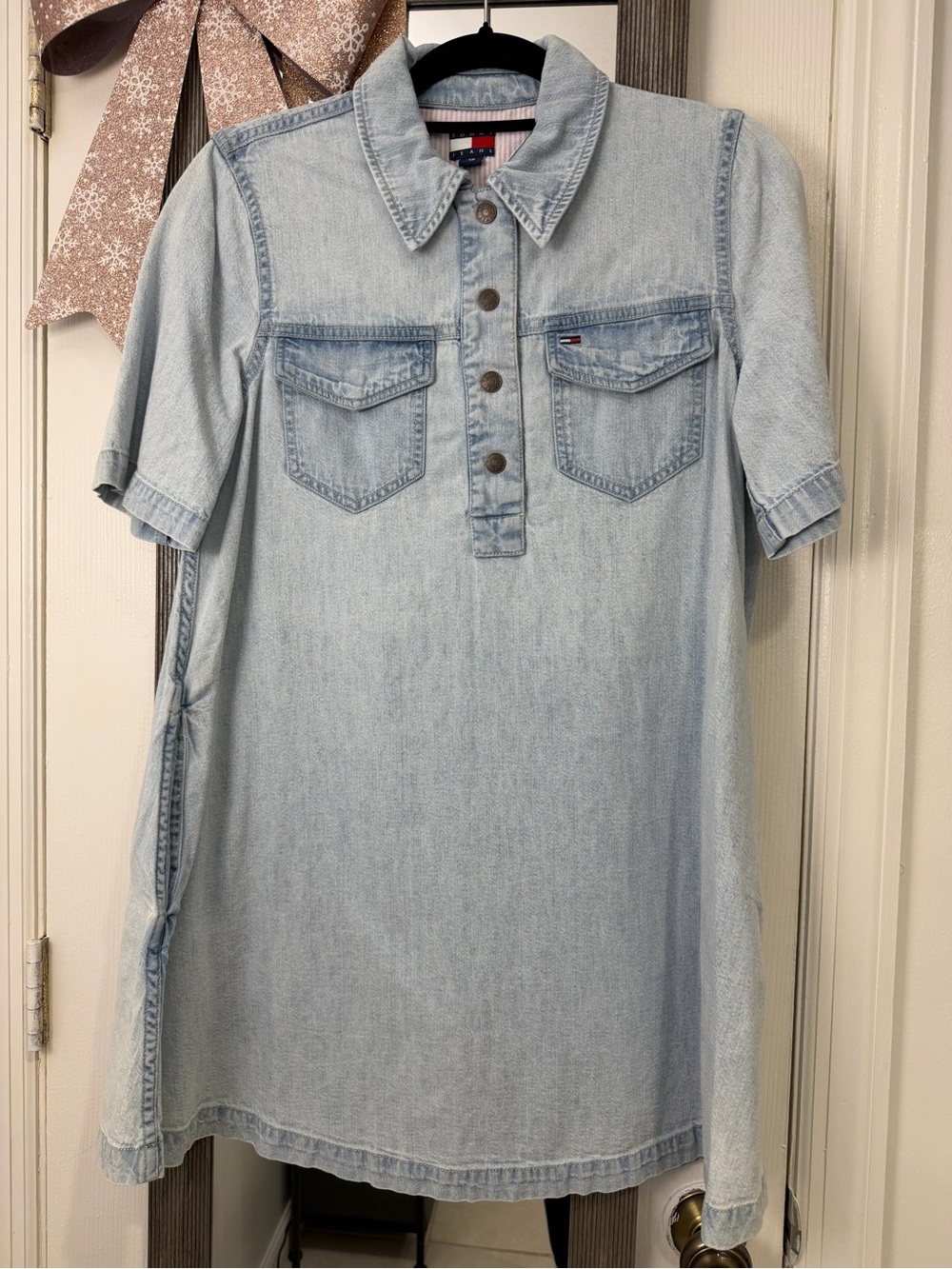 Tommy Hilfiger Light Wash Denim Shirt Dress